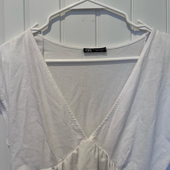 White Babydoll Peplum Puff Top Vintage Cottagecore Coquette Feminine Y2K 90s - Picture 2 of 11